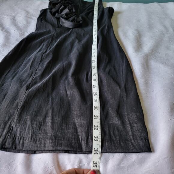 Cache Black Deep V-Neck 3D Floral Bodycon Party Cocktail Dress sz 2 - Picture 10 of 10